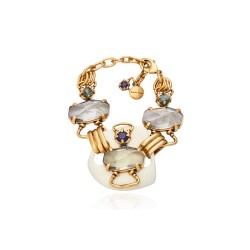 Pulseira Camila Klein Nó CK Resina Cristais Ouro Velho