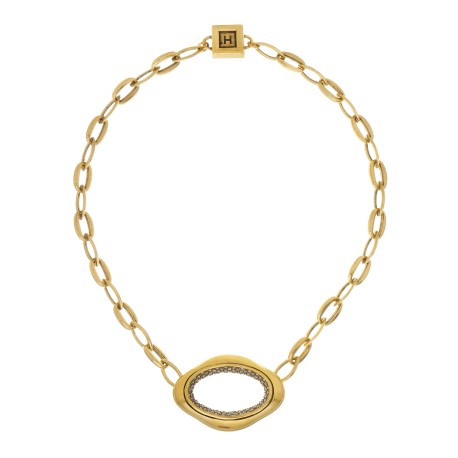 Colar Hector Albertazzi Paisagens Mini Elos Strass Ouro Vintage