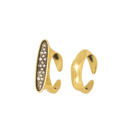 Anel Hector Albertazzi Paisagens Kit Strass Ouro Vintage