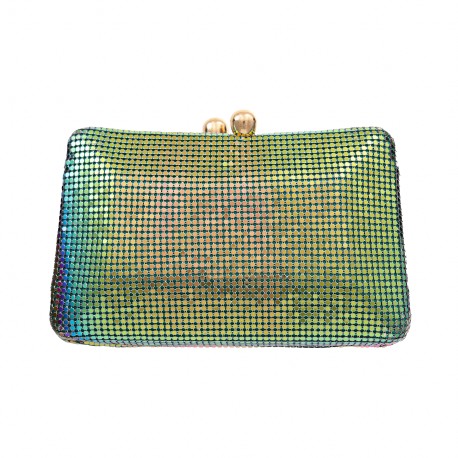 Bolsa Empório MP Clutch Malha Metálica Hologáfica