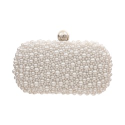 Bolsa Maria Chic Acessórios Clutch Bordada em Pérolas