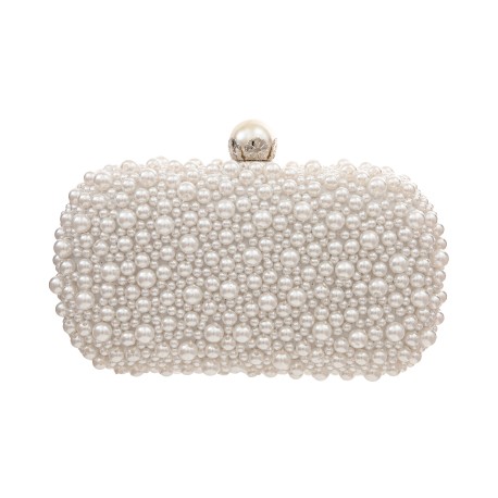 Bolsa Maria Chic Acessórios Clutch Bordada em Pérolas