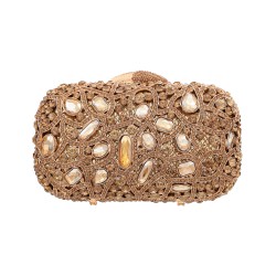 Bolsa Maria Chic Acessórios Mini Clutch Cristais Dourado