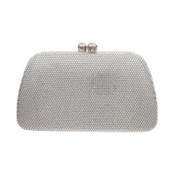 Bolsa Serpui Clutch Penelope Cristais Transparentes Prata