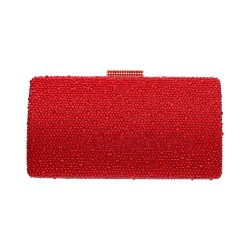 Bolsa Serpui Clutch Ellen Cristais Vermelho Dourado
