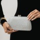 Bolsa Serpui Clutch Penelope Cristais Transparentes Prata