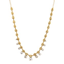 Colar Korpusnu Brillus Curto Cristais Ouro Vintage