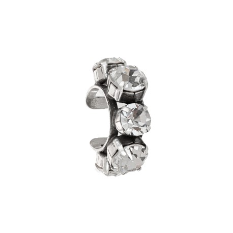 Brinco Korpusnu Brillus Piercing Cristais Prata Vintage