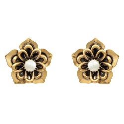 Brinco Korpusnu Flos Pérola Ouro Vintage
