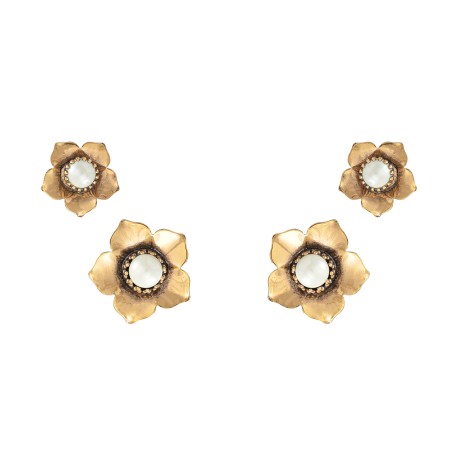 Brinco Korpusnu Flos Kit Flores Ouro Vintage