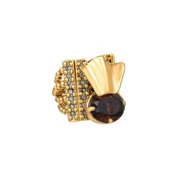 Anel Claudia Arbex Woods Cristais Ouro Vintage