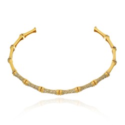 Colar Claudia Arbex Bambu Gargantilha Ouro Vintage