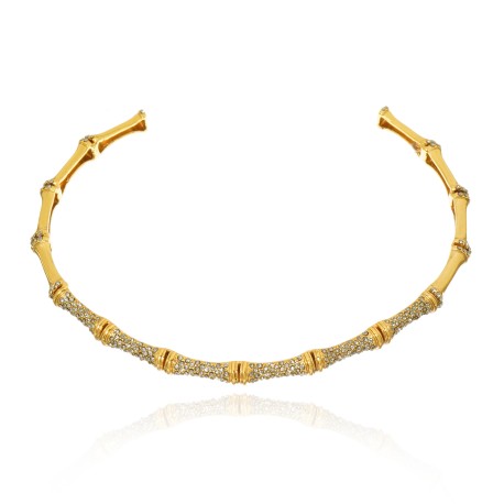 Colar Claudia Arbex Bambu Gargantilha Ouro Vintage