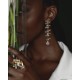 Brinco Claudia Arbex Bambu Longo Cristais Ouro Vintage