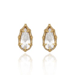 Brinco Claudia Arbex Bambu Gota Ouro Vintage