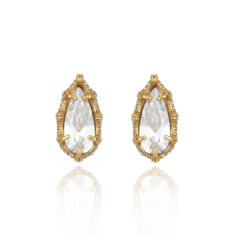 Brinco Claudia Arbex Bambu Gota Ouro Vintage