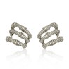 Brinco Claudia Arbex Bambu Ear Hook Cristais Prata Vintage
