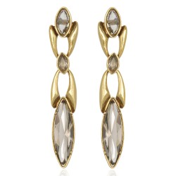 Brinco Claudia Arbex Disco Longo Cristais Ouro Vintage