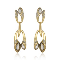 Brinco Claudia Arbex Disco Cristais Ouro Vintage