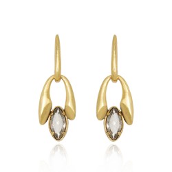 Brinco Claudia Arbex Disco Cristal Ouro Vintage
