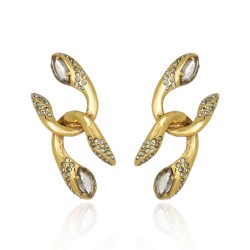 Brinco Claudia Arbex Disco Cristais Ouro Vintage