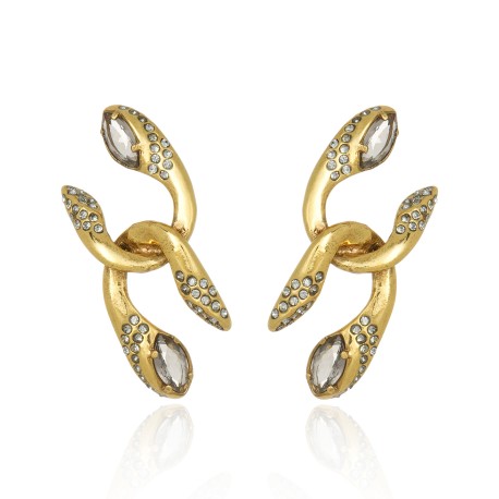 Brinco Claudia Arbex Disco Cristais Ouro Vintage