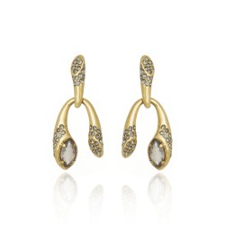 Brinco Claudia Arbex Disco Cristais Ouro Vintage