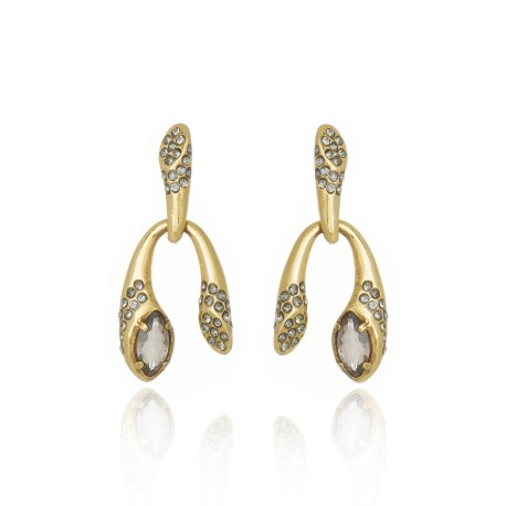 Brinco Claudia Arbex Disco Cristais Ouro Vintage