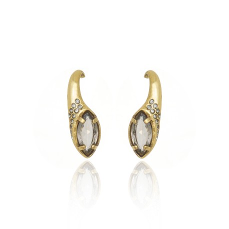 Brinco Claudia Arbex Disco Cristais Ouro Vintage