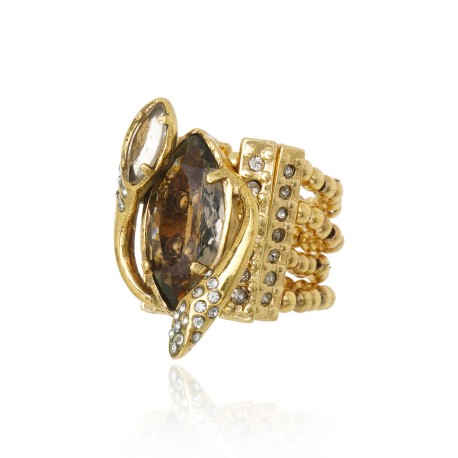 Anel Claudia Arbex Disco Cristais Ouro Vintage