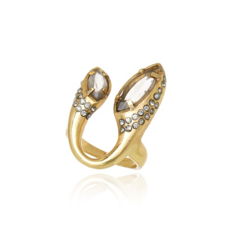 Anel Claudia Arbex Disco Cristais Ouro Vintage