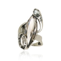 Anel Claudia Arbex Disco Navete Prata Vintage