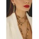 Colar Claudia Arbex Disco Cristais Ouro Vintage