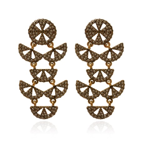 Brinco Gabriela Pires Glass Cristais Dourado