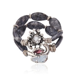 Pulseira Camila Klein Memories Polvo Kit Pedras Prata Velho
