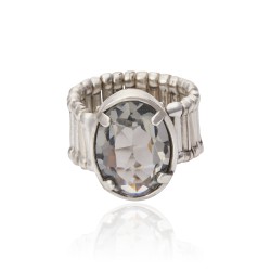 Anel Camila Klein Riviera Cristal Prata Velho