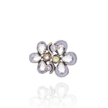 Broche Camila Klein Beatrix Memories Flores Prata Velho