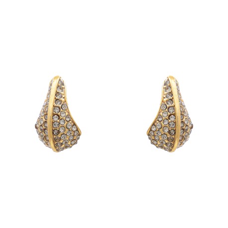 Brinco Claudia Arbex Disco Cristais Ouro Vintage