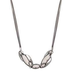 Colar Claudia Arbex Disco Cristais Curto Prata Vintage