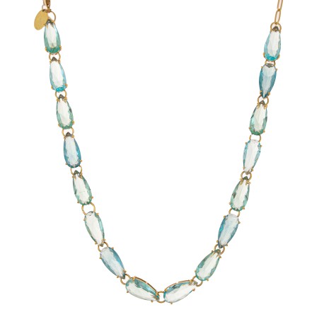 Colar Claudia Arbex Blue Edition Curto Ouro Vintage