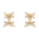 Brinco T.Arrigoni Front Back Mini Folhas Cristais Ouro Vintage