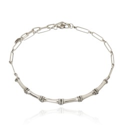 Colar Claudia Arbex Bambu Gargantilha Prata Vintage