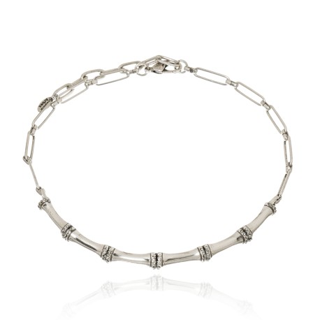 Colar Claudia Arbex Bambu Gargantilha Prata Vintage