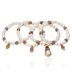 Pulseira Camila Klein Concha Kit Pérolas Ouro Velho