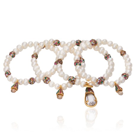 Pulseira Camila Klein Concha Kit Pérolas Ouro Velho