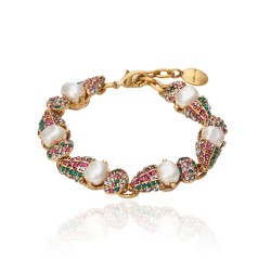 Pulseira Camila Klein Concha Cristais Ouro Velho