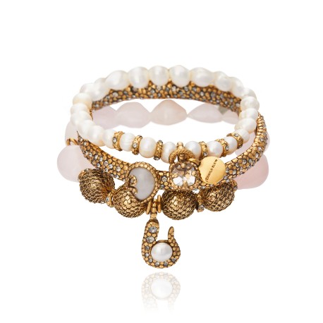 Pulseira Camila Klein Tentáculos Pérolas Kit Ouro Velho