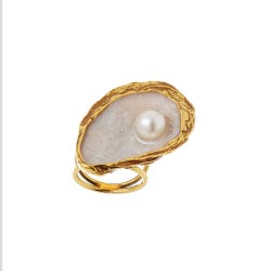 Anel Nadia Gimenes Ostra Esmaltada Ouro Vintage 