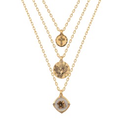 Colar Monica Di Creddo Sacra Trio Bendito Ouro Vintage
