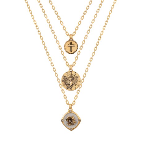 Colar Monica Di Creddo Sacra Trio Bendito Ouro Vintage